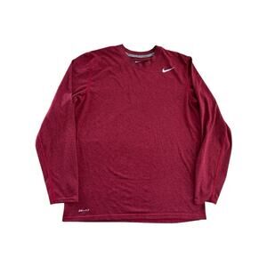 Nike Dri-Fit Crew‎ Neck Long Sleeve Training Shirt Mens L Maroon